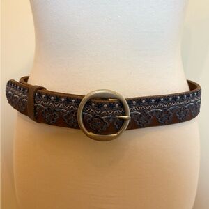 Lucky Brand Brown and Blue Embroidered Belt